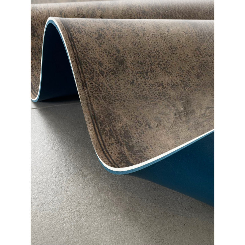Leather Gray Cushioned Kitchen Mat, Rectangle 2.6' x 6.5'