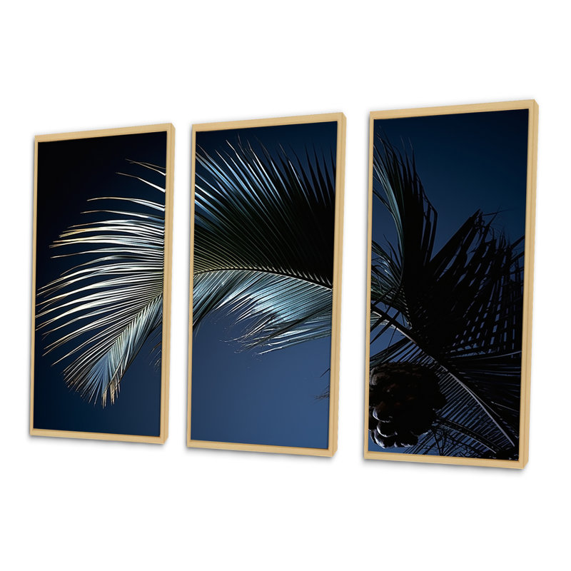 Ensemble de salon mural Palm Leaf Jungle Calm - Palmiers et palmiers, Cadre naturel flottant, H 28 po x l 36 po x P 1 po