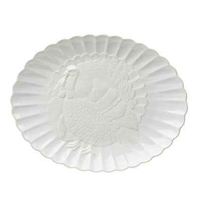  French Perle Carved Turkey Platter