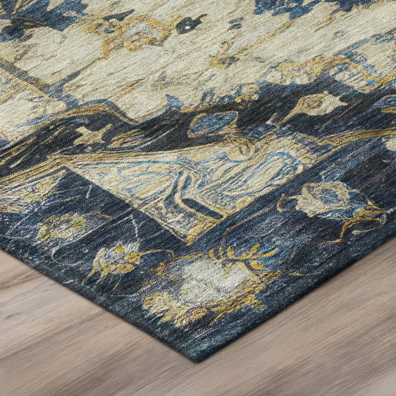 Machine Washable Indoor/Outdoor Chantille ACN2875 Global Rug, Navy, 9' x 12'