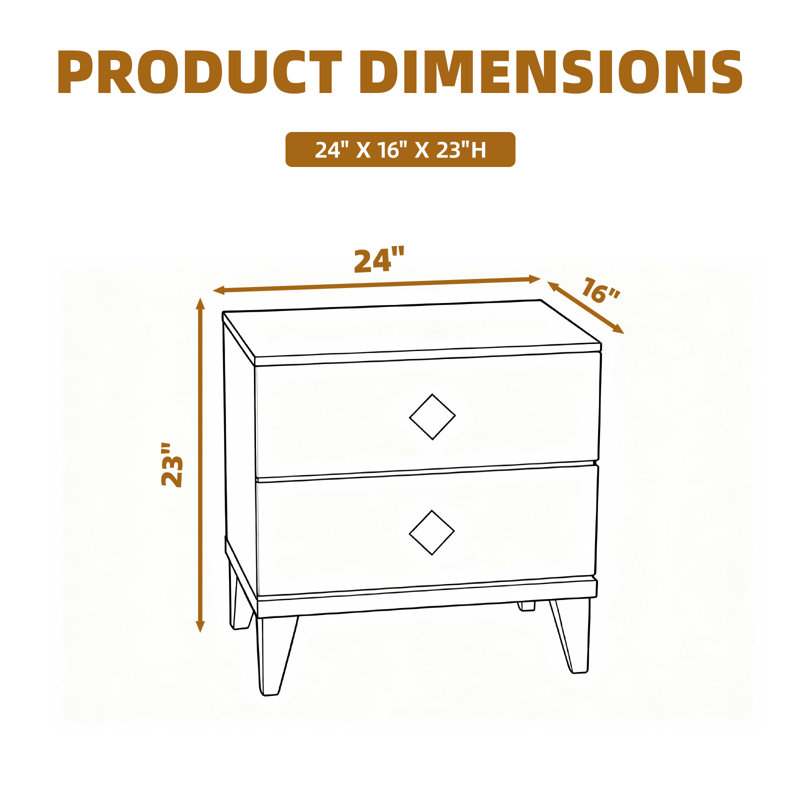 Table de chevet à 2 tiroirs, table de chevet avec tiroirs coulissants pour le rangement de la chambre à coucher