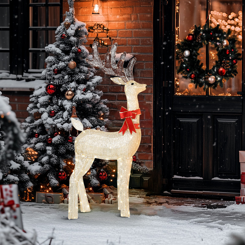 Cerf de Noël illuminé 4,4 pi avec tête rotative