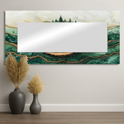 «Bold Forest Landscape Path of the Emerald River I», art mural traditionnel miroir décoratif