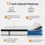 12" Memory Foam Mattress, Hybrid mattresses with Independent Pocket Coils for Motion Isolation & Silent Sleep-1312478379