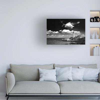 Art mural sur toile tendue - «Neddick Lighthouse In Maine» de Jon Evan pour décoration de salon, de chambre à coucher ou de bureau - 30 x 47