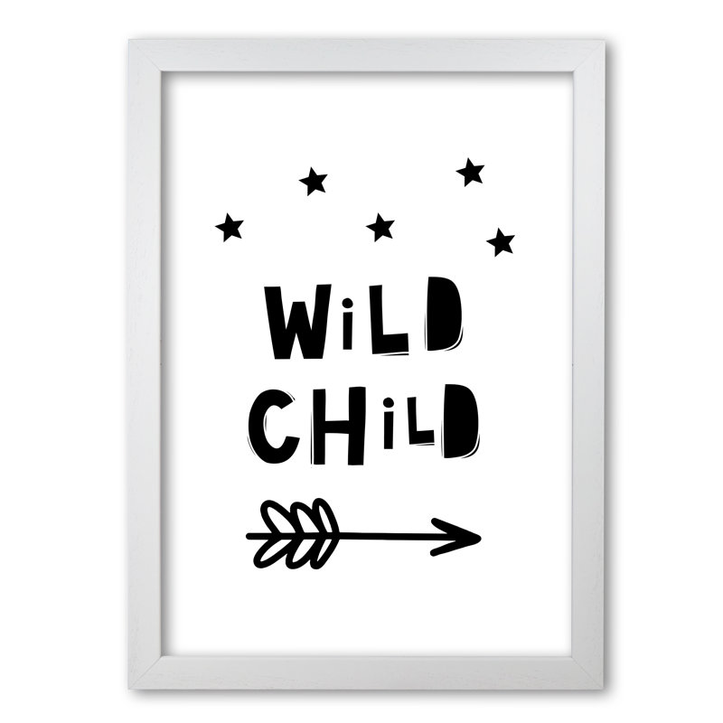 Wild Child Scandi - Print, 85 cm H x 60 cm W x 5 cm D, White Grain Frame