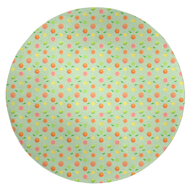 Tapis de la zone verte agrume fruits, Rond 5 pi
