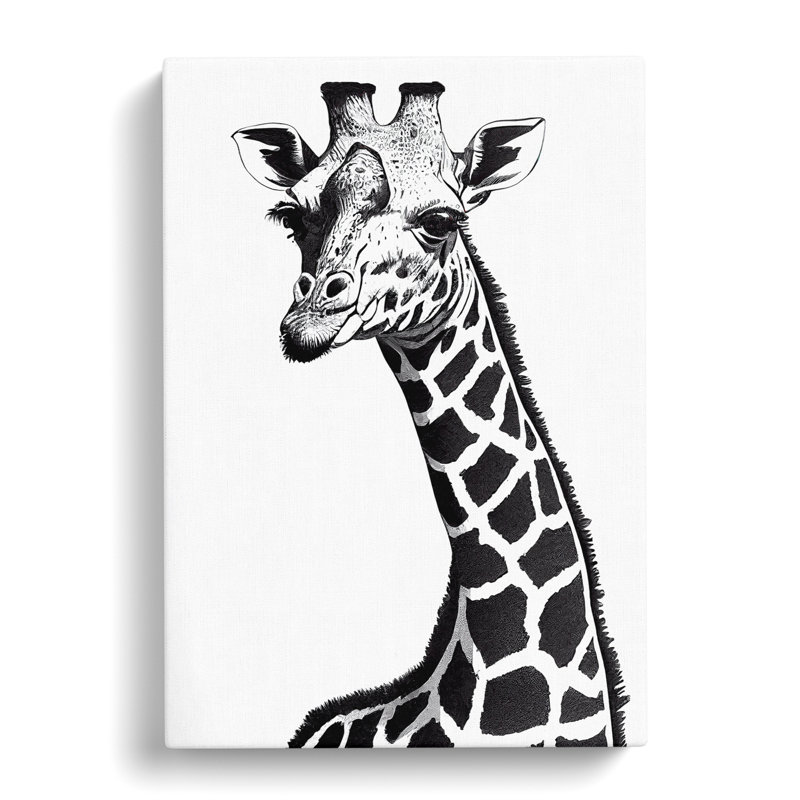 Monochrome Giraffe No.1 - Wrapped Canvas, 60cm H x 40cm W x 3cm D