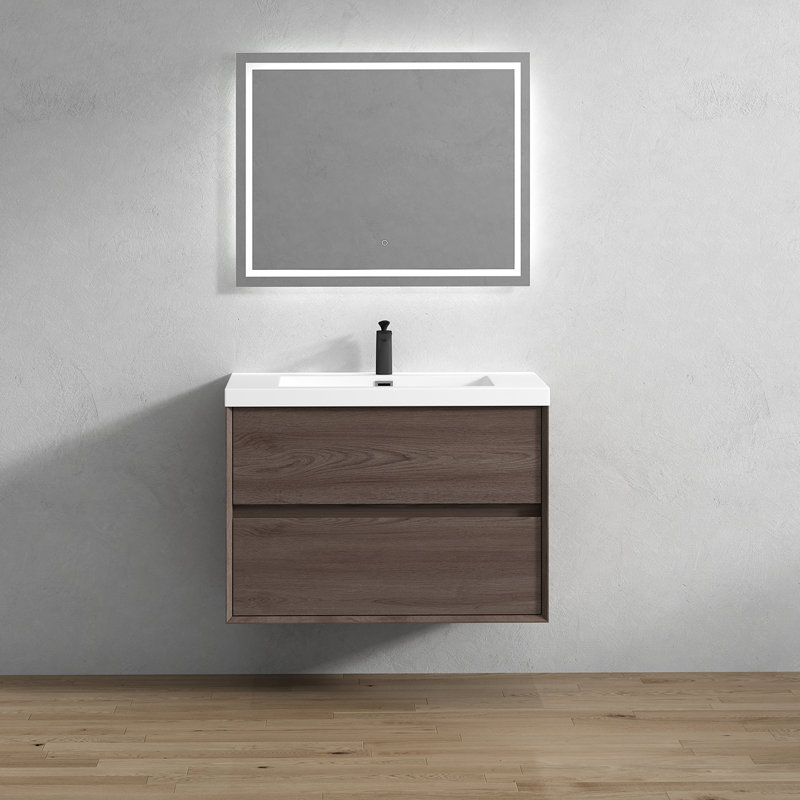 Ensemble de meuble-lavabo simple 35 po Seavy, Rouge