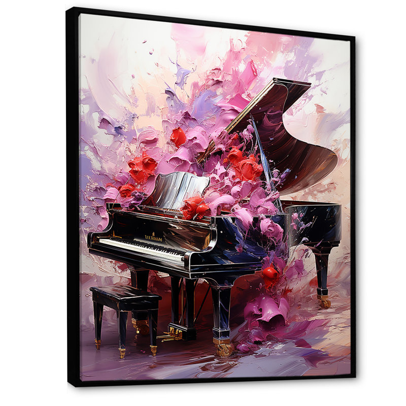 Art floral classique piano classique, H 20 po x l 12 po x P 1 po, Cadre flottant noir