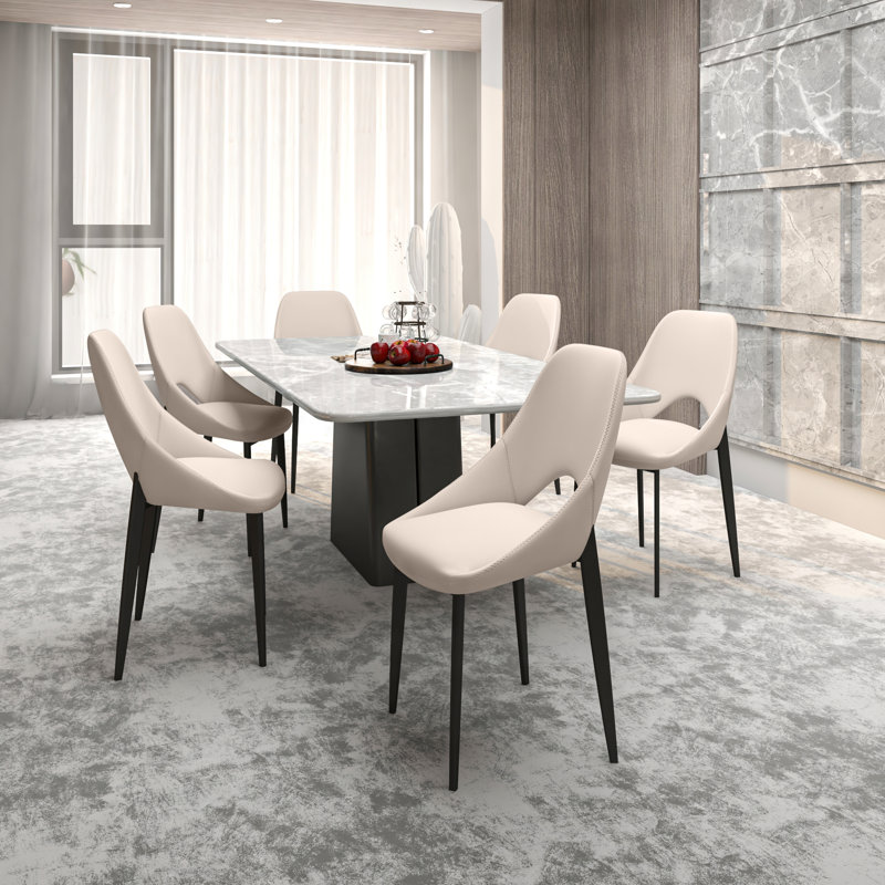 Newsom Modern Curved Open-Back Upholstered Dining Chair with Sturdy Iron Metal Legs, Heavy-Duty 440 lb. Weight Capacity - Perfect for Dining Room, Kitchen, or Vanity