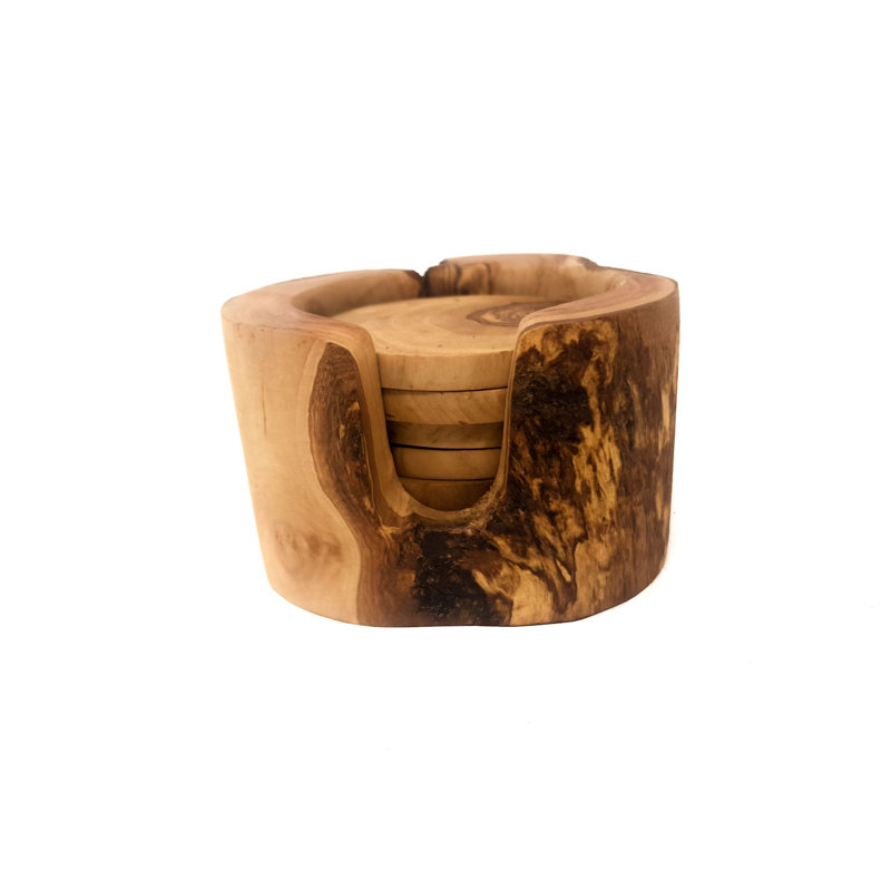 Wood Round 6 Piece Coaster Set