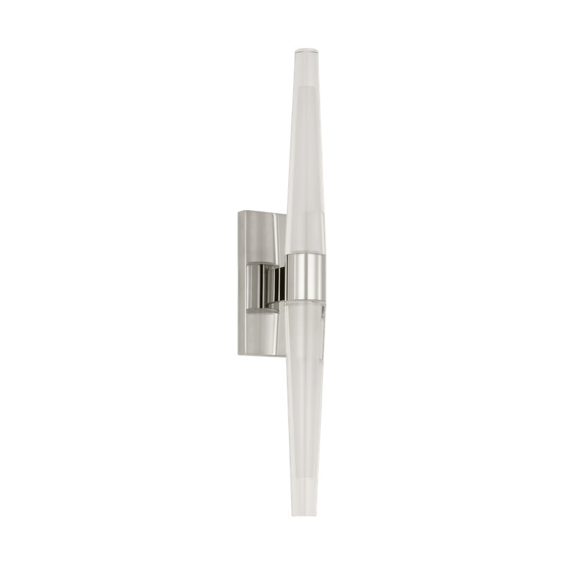 Sean Lavin Lassell 2-light single short wall sconce in polished nickel finish with crystal shades, Polished Nickel