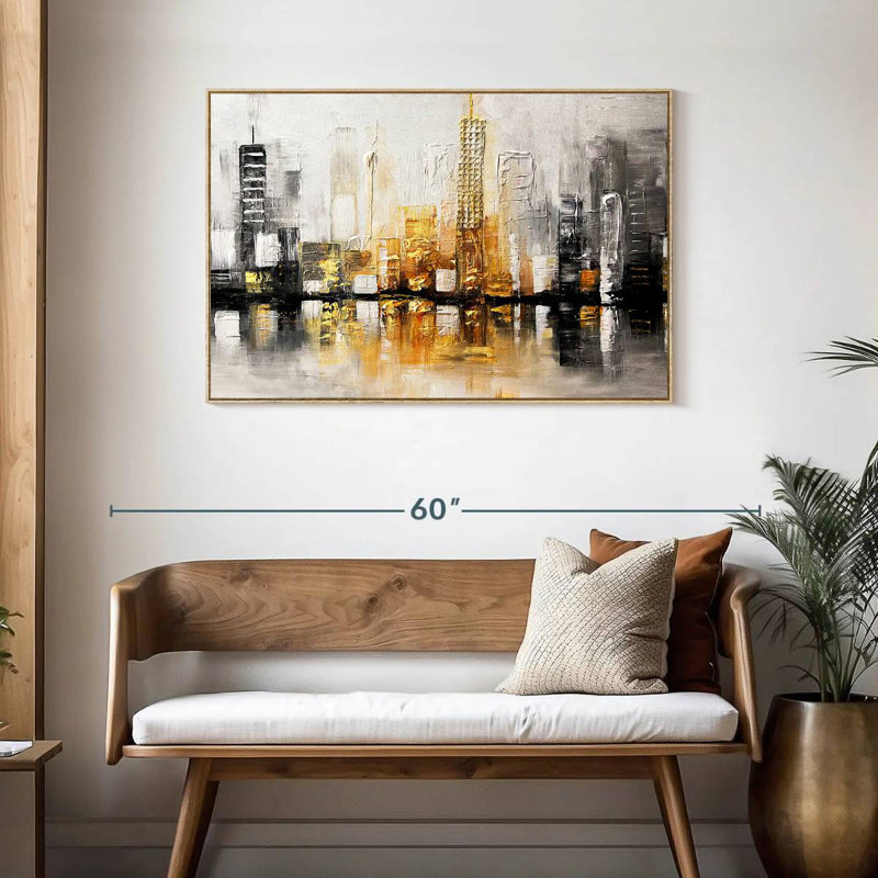 City View I, Cadre flottant en bois naturel, 43 po x 29 po