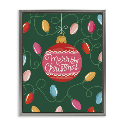 «Merry Christmas Bauble», art mural encadré sur toile flottante, design par Nancy McKenzie