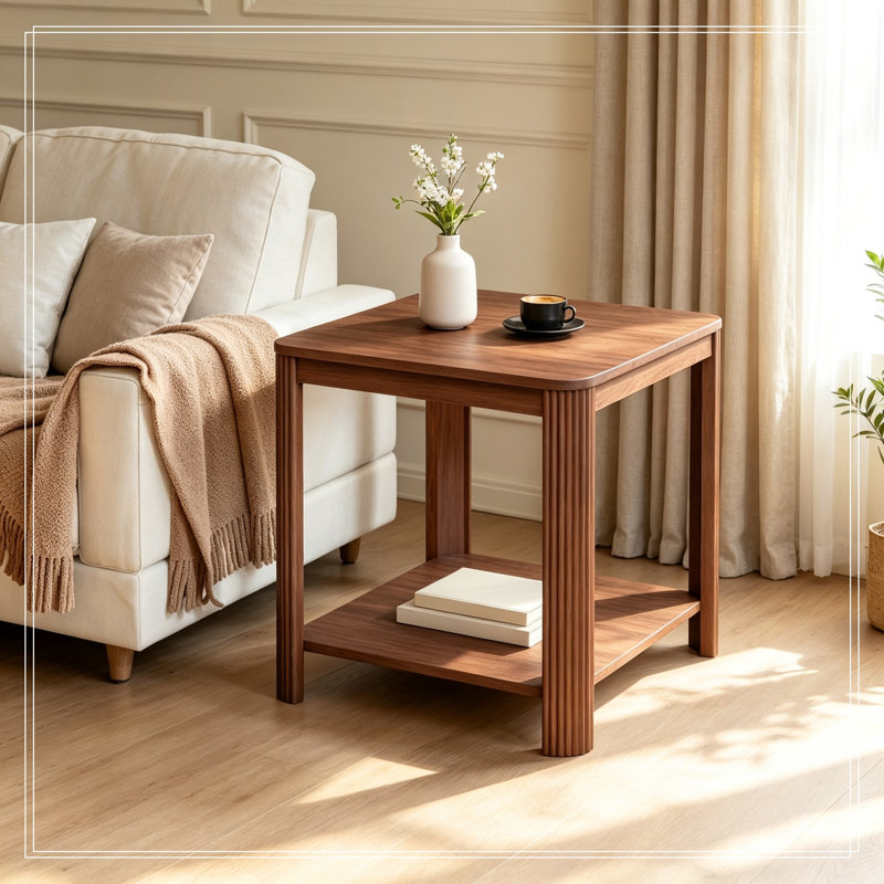 Beachley carré avec tablette inférieure, Noyer