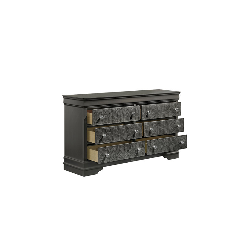 Commode 6 tiroirs Mylhana, Gris