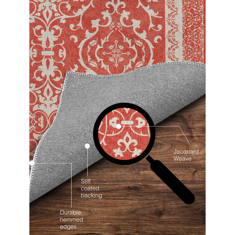 Tapis de chaise rectangulaire à poils courts Rao, L 48 po x L 72 po, Corail