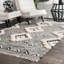 Tapis gris en laine noué à la main à motif de treillis marocain à frange Adi-1239084503