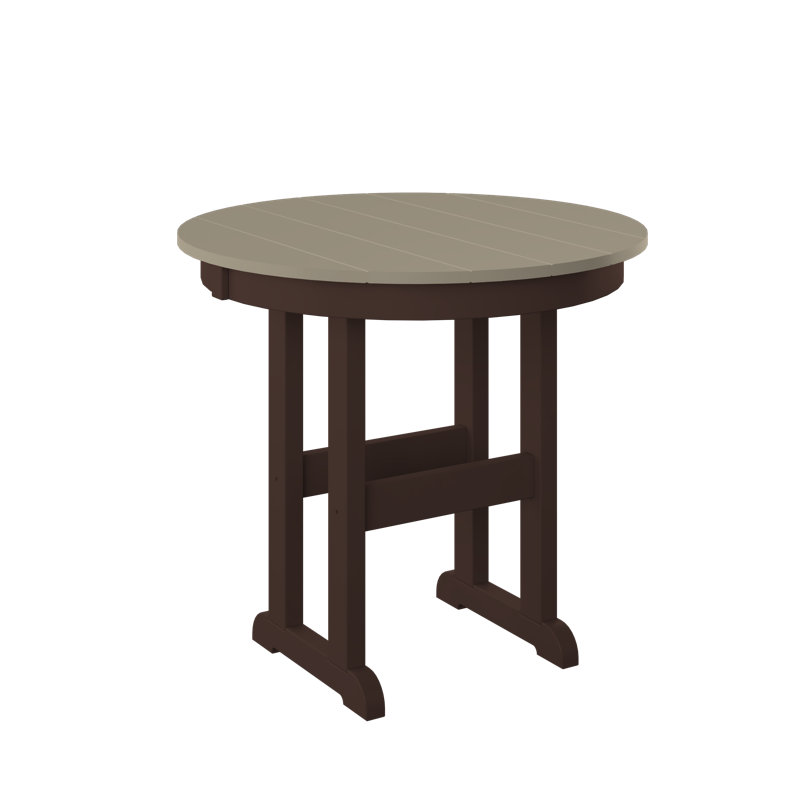  Table ronde 33 "à hauteur de comptoir". Bois vieilli et brun Tudor, H 36 po x l 33 po x P 33 po, Bois vieilli, Brun Tudor