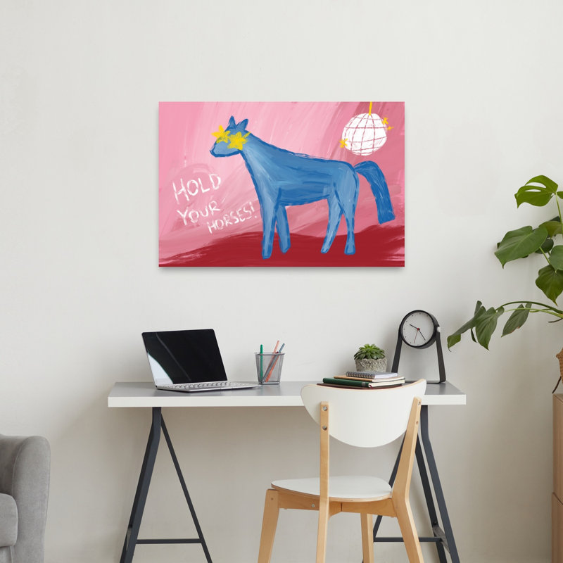 «Hold Your Horses», reproduction d'art abstrait cheval contemporain, H 24 po x l 36 po