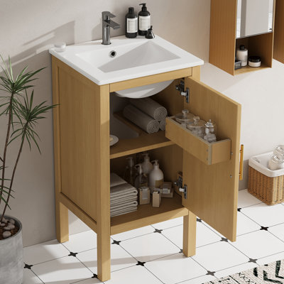 18" Small Bathroom Vanity With Ceramic Top