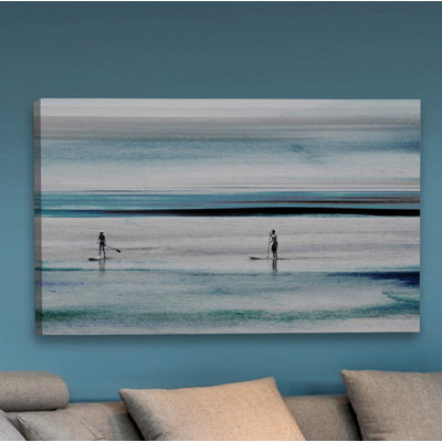" Surfboard Paddling In Blue Waters "
