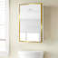 16X28 Inches Golden Metal Framed White Cabinet Wall Mount Or Recessed Bathroom Medicine Cabinet With Mirror