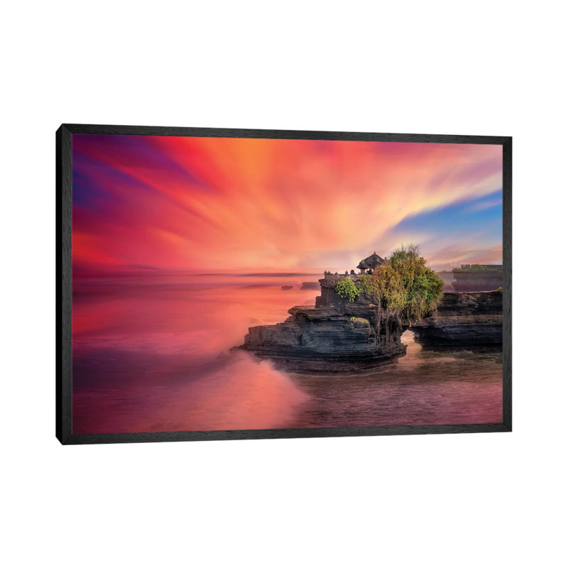 Batu Bolong Temple by Marco Carmassi - Painting on Canvas, 101.6 cm H x 66.04 cm W, Black Framed