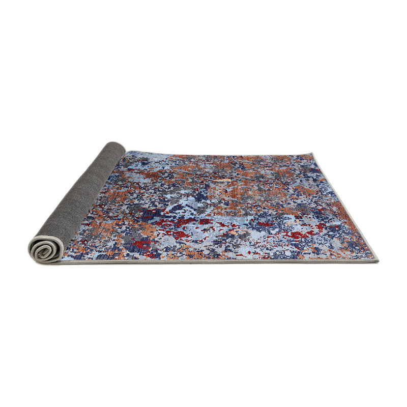 Tapis bleu / orange / rouge, Rond 5 pi
