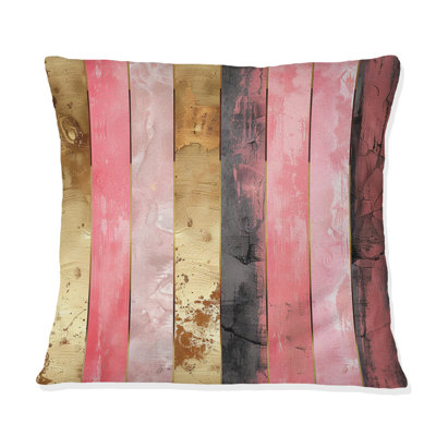 Coussin décoratif rose doré à fines rayures Glam I
