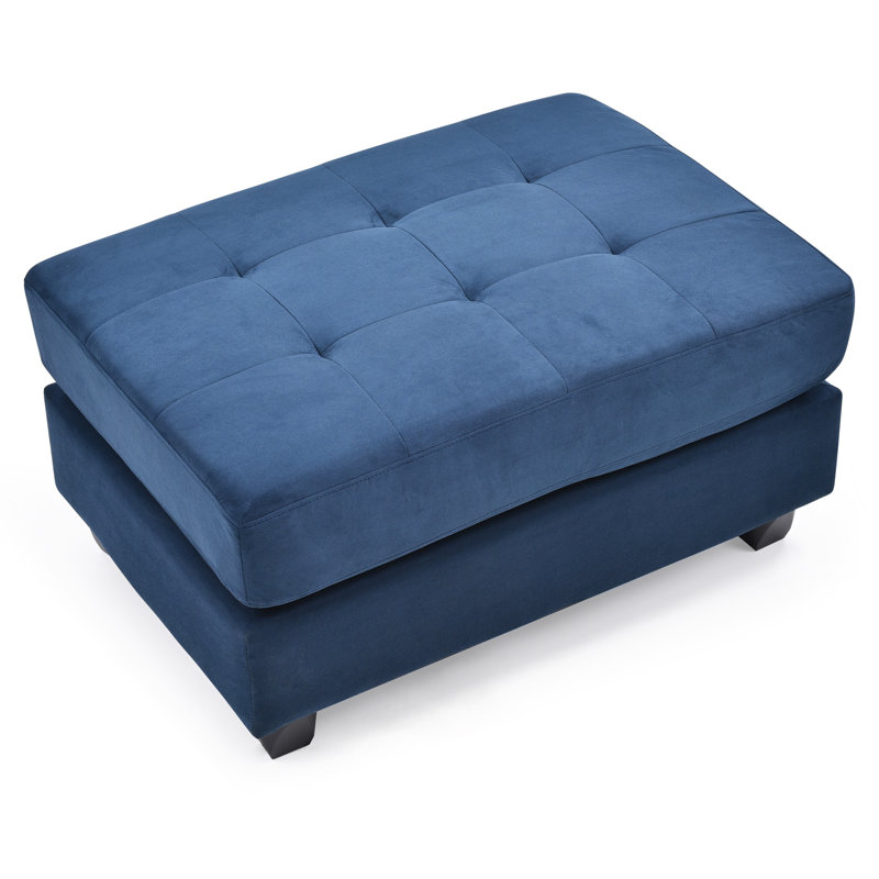 Repose-pieds élégant bleu marine contemporain, Microfibre / microsuède - bleu marine