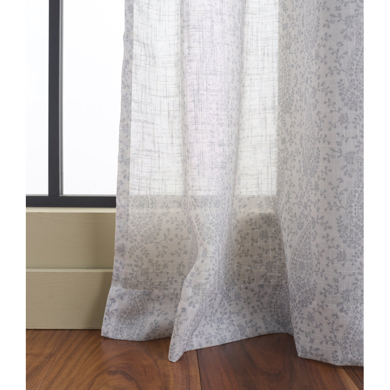 Panneaux de fenêtre à motif cachemire Mira, Vert sauge / blanc, 52 x 96
