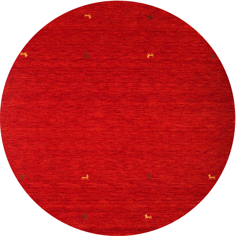 Tapis de zone rouge contemporaine, Rond 5 pi