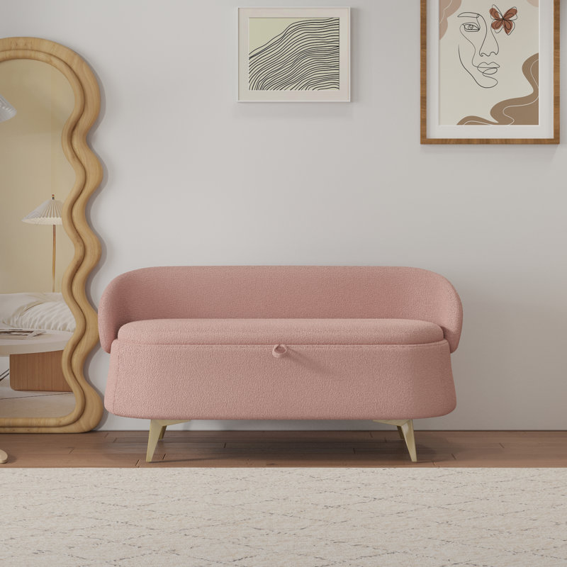 Banc de rangement en bois Nakota, Rose