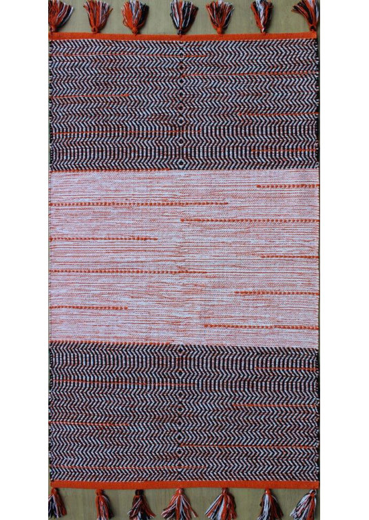Tapis de zone noir/orange tissé à la main Parker