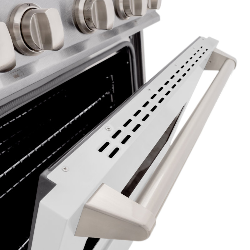 ZLINE 30" Classic Dual Fuel Black Matte Door Range w/ 4 Burners and Convection Oven, White