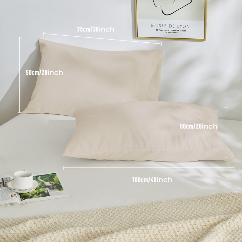 Double Brushed, Skin-Friendly Pillowcase set, Queen Pillow Case, Beige