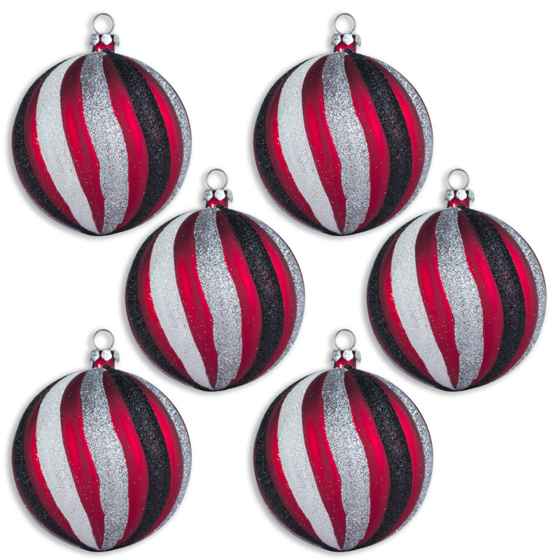 Ensemble d'ornement boule 6 pièces, Rouge / Noir