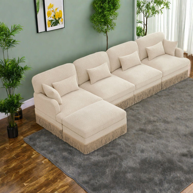 Canapés profonds, salon modulaire en chenille de 131,5 pouces