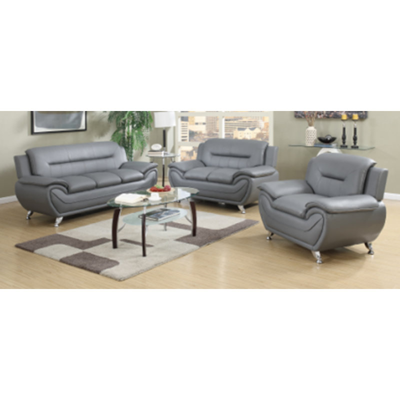 Mulvey 76'' Faux Leather Sofa, Gray 