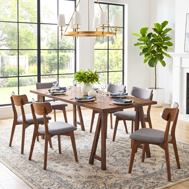 Ensemble repas pour 6 personnes, Gris foncé, Noyer