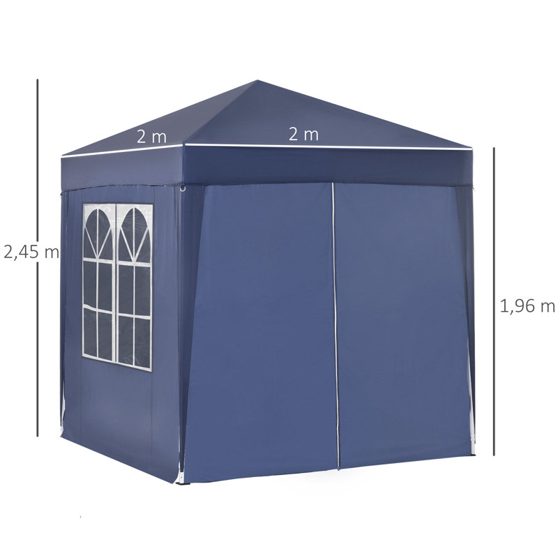 2m x 2m Steel Pop-Up Gazebo, Blue