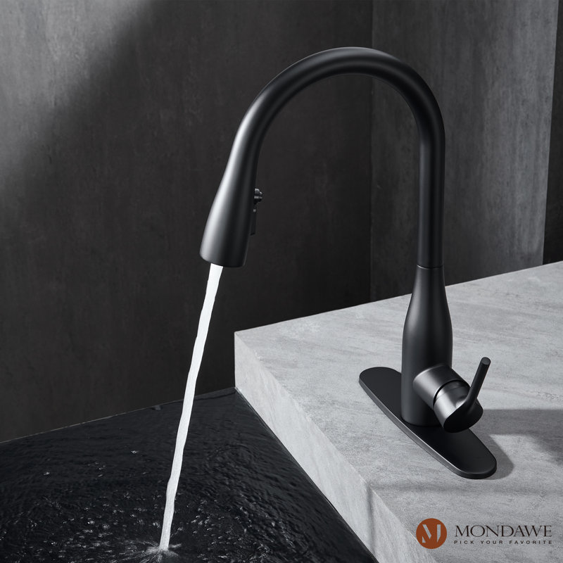 Mondawe Pull Down Kitchen Faucet, Matte Black