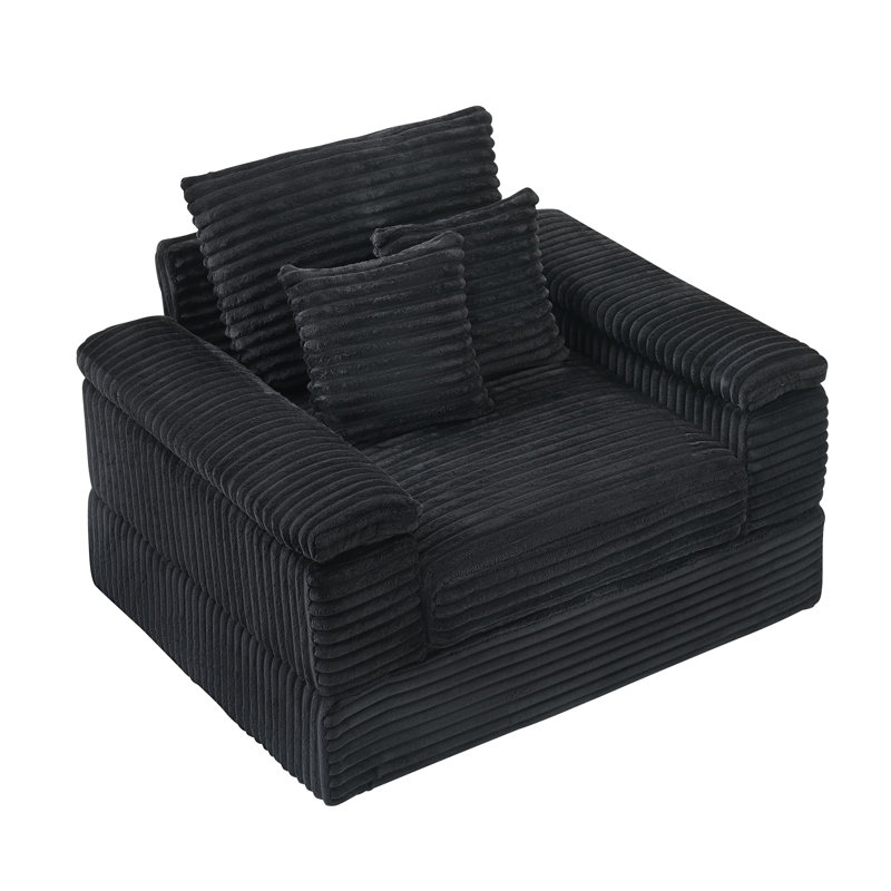Canapé simple en velours côtelé 42,52 pouces, Noir