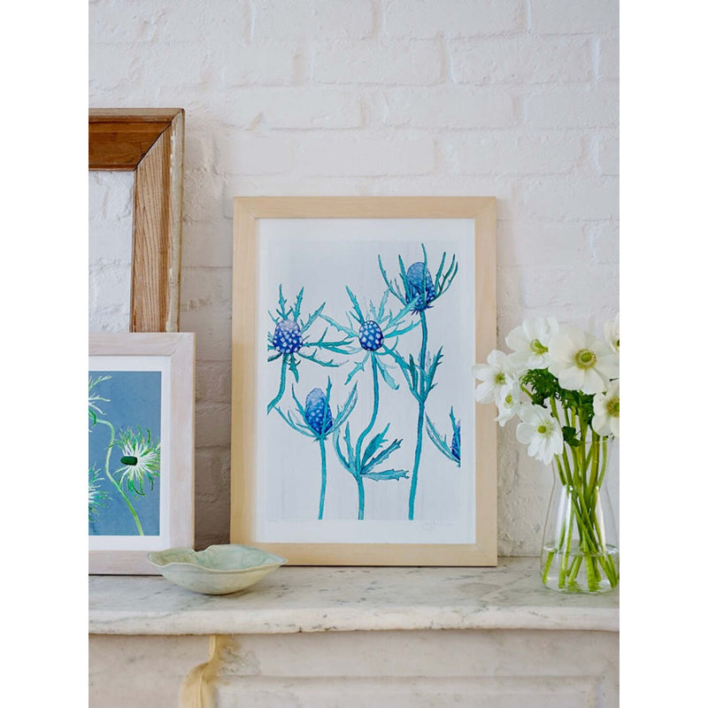 Purple Thistle Print by Jessica Hollander, 22" H x 17" W x 0.1" D, Snow