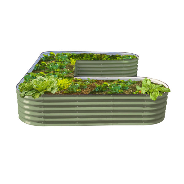 17" Tall U-Shaped Metal Outdoor Raised Garden Bed
