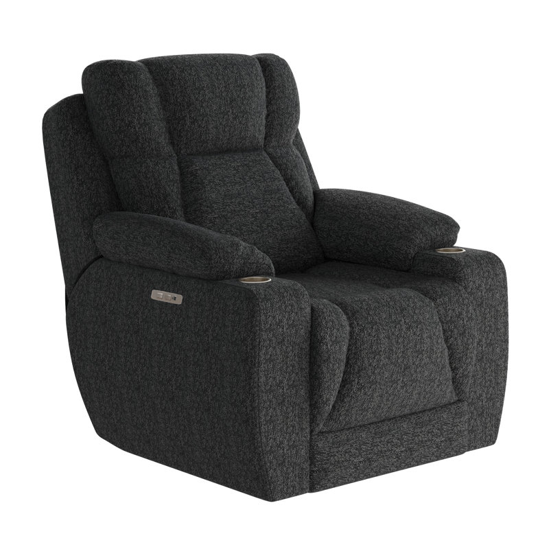 Fauteuil inclinable près du mur pour homme, Mélange de polyester, Noir