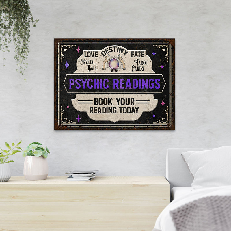 «Magic Ball With Hands - Book Your Reading Today», reproduction d'art graphique sur toile tendue, H 11 po x l 14 po x P 2 po