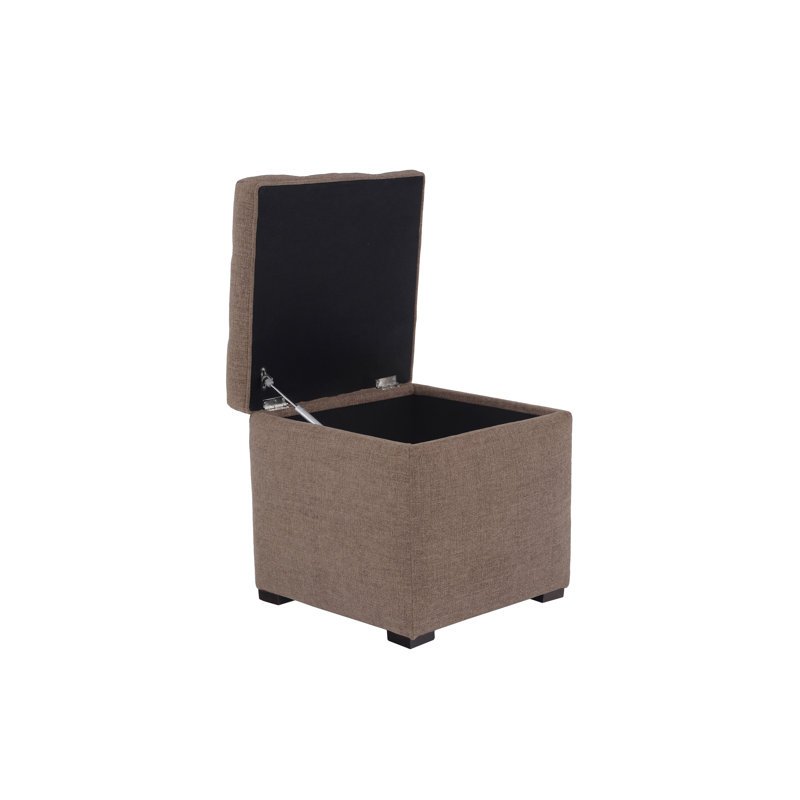 Tami Button Tufted Storage Ottoman, Cafe